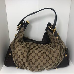 Gucci GG Canvas Medium Jockey Hobo Shoulder Bag